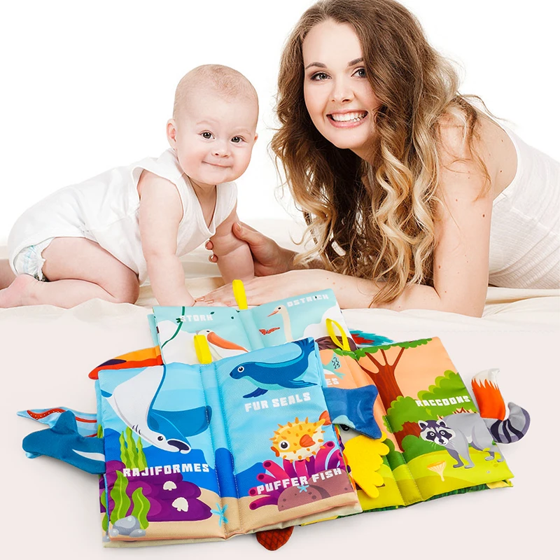 Baby Books Toys, Baby Books 0-6 Months, 3PCS Touch and Feel Cloth Crinkle Soft Books, Toys for 0-3-6-12-18 Months Infant Newborn