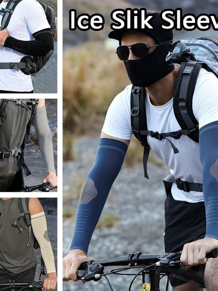 AliExpress NONE Ice Silk Sleeves Sun Protection Anti-UV Quick Dry Cycling Sleeves Breathable Cooling Sweat-absorb Elastic Hiking Sleeves