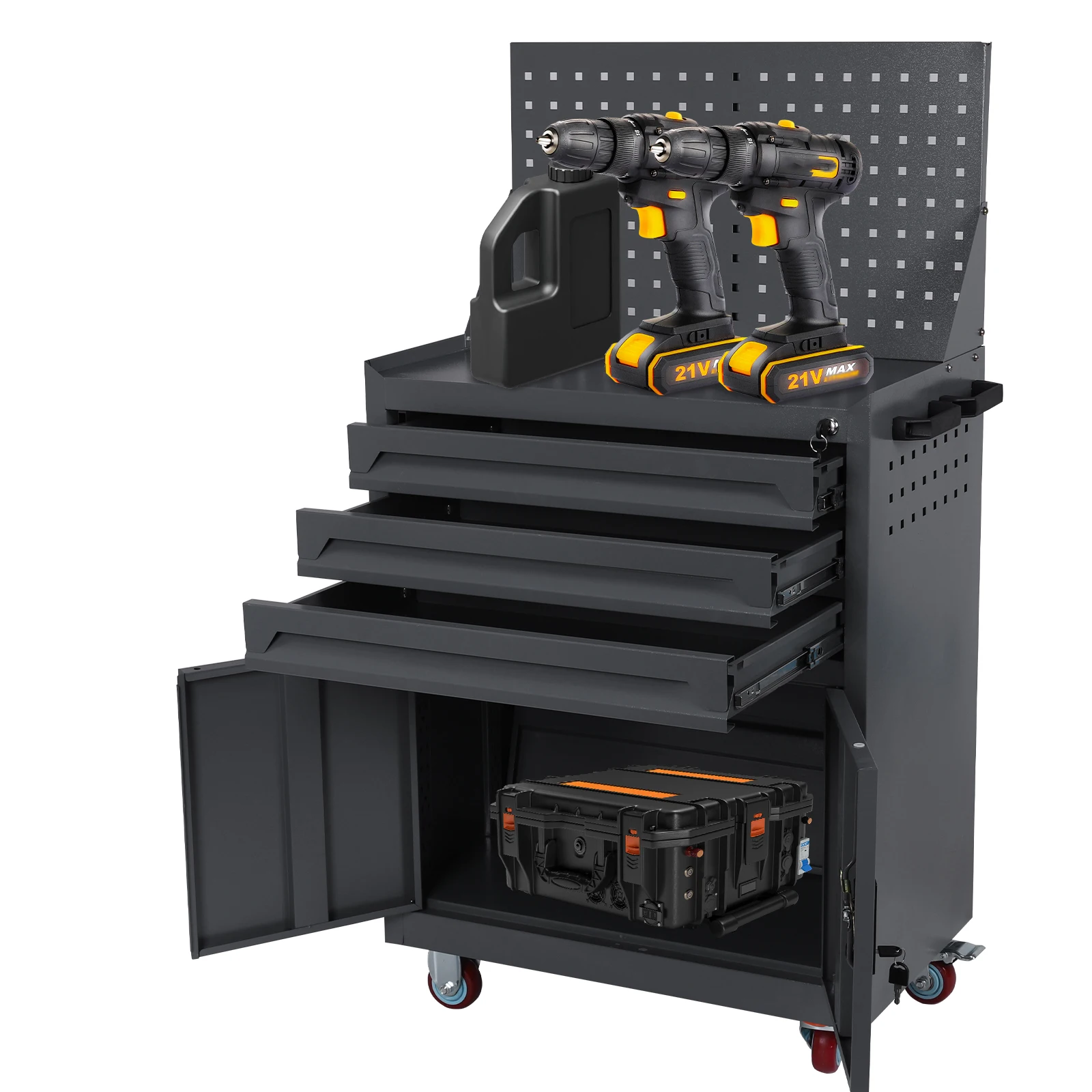 

Tool Box Organizer with Drawers Auto Repair Tool Cart Rolling Tool Cart for Workshop Warehouse Garage