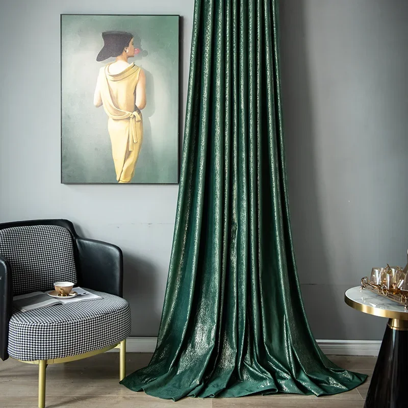 

New Style Simple Curtains for Living Dining Room Bedroom Shading Stripe Fabric Curtain Velvet Curtains Vintage Stamping Nordic