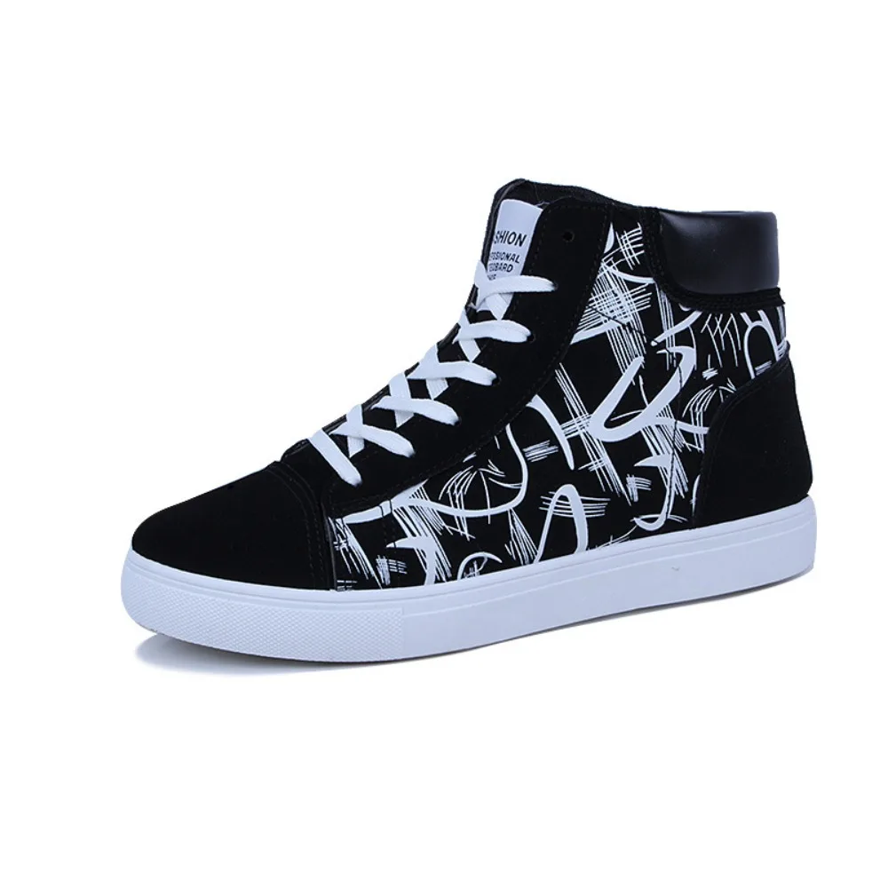 Spring and Autumn Fashion High Top Flat Bottom Black Vulcanized Men's Shoes Student Canvas Trend Winter Youth Board Shoes - Image 4