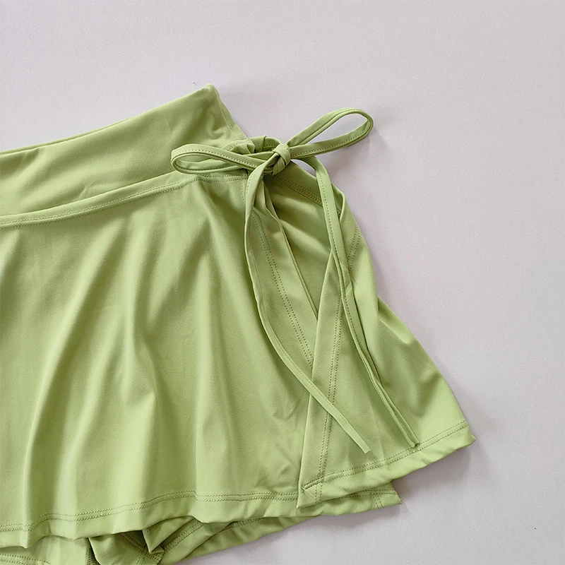 Sport-Yoga-Rock, Badminton-Tennis-Rockhose, halblanger, schnelltrocknender Rock mit Taschen, Rockhose mit seitlichem Schlitz und Trägern für Outdoor-Aktivitäten – Detail 9