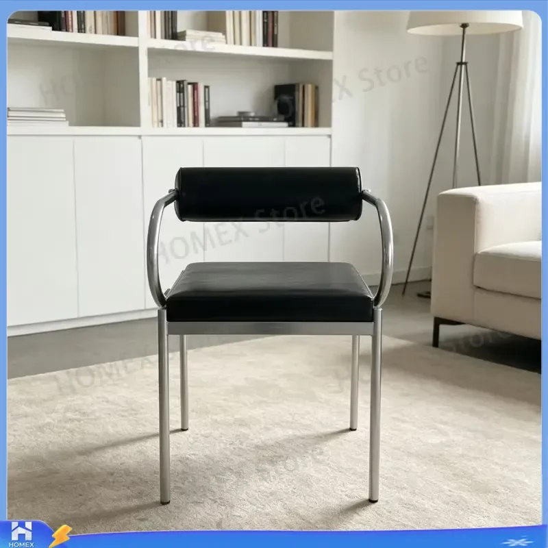 Modern Metal Dining Chairs with Backrest Luxury Minimalist Living Room Armchairs Single Person Furniture Home Decor