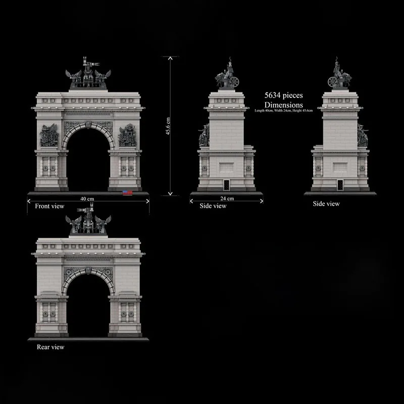 Nuovo prodotto squisito modello di blocchi MOC New York Triumphal Arch tecnologia giocattolo modulare per bambini set di assemblaggio fai-da-te