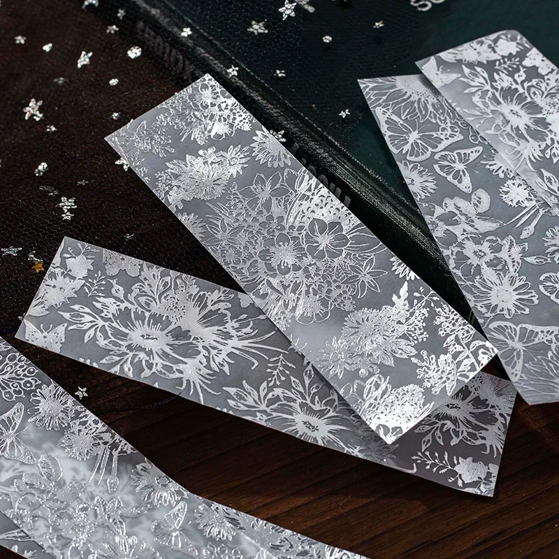 20pcs/pack Broken Thoughts INS Style Silver Plants Sulfuric Acid Paper Scrapbooking Journaling DIY Material Decoration Paper