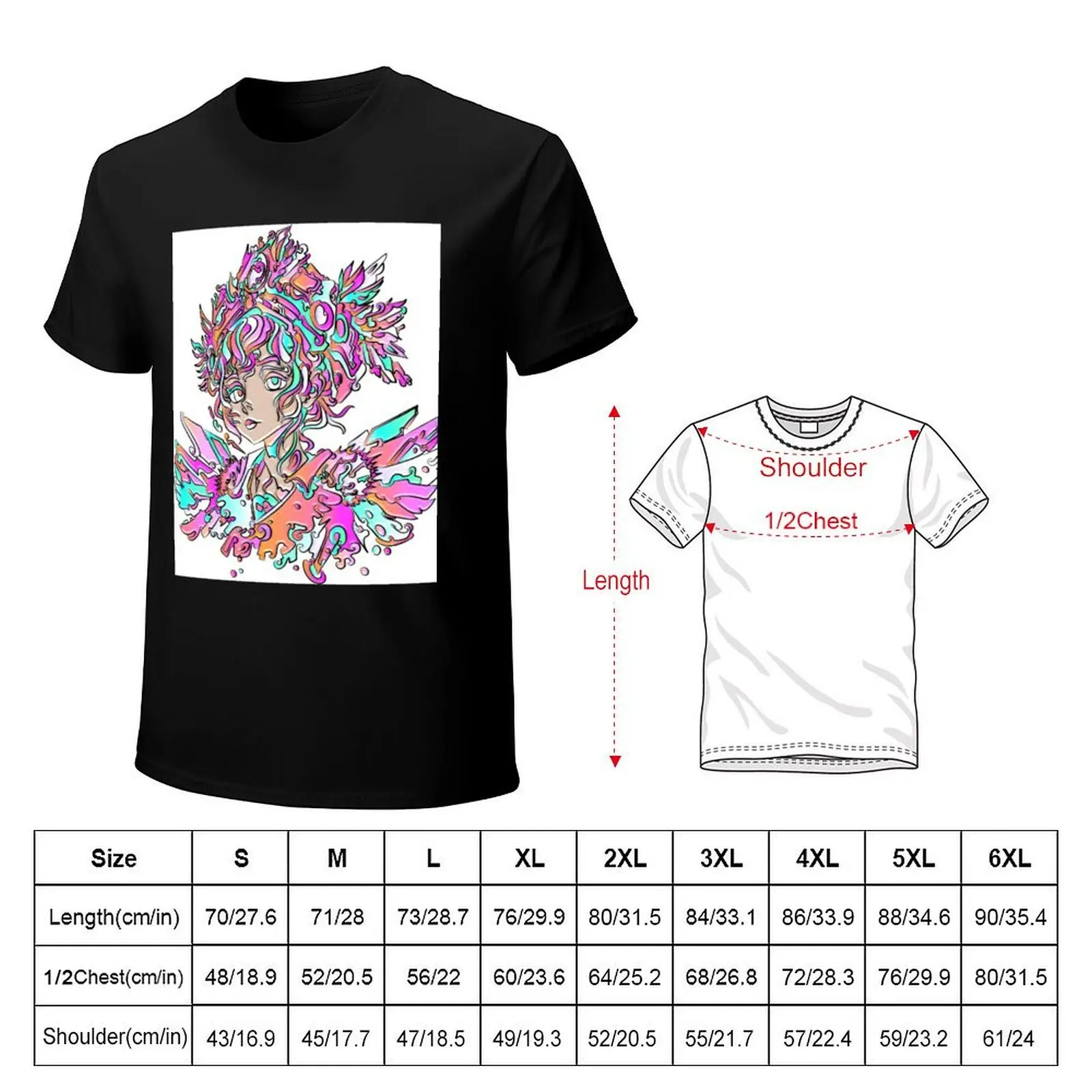 How Her Colors Dance: A Vibrant Digital Portrait T-Shirt Casual Pattern Print Tee Shirt