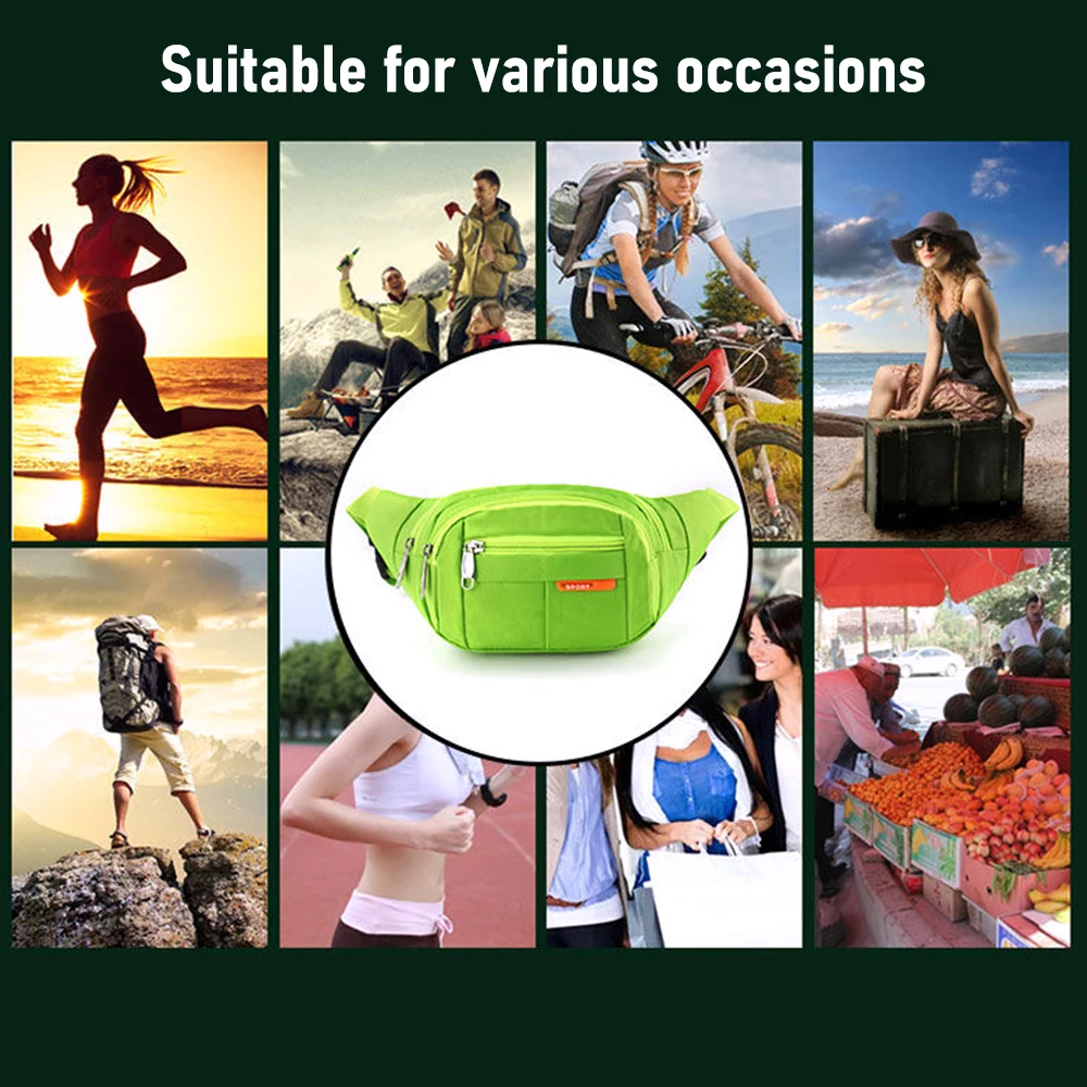 Fashion Nylon Waist Bag Motion Purse Fanny Bag Multicolor Waterproof Handbag Unisex