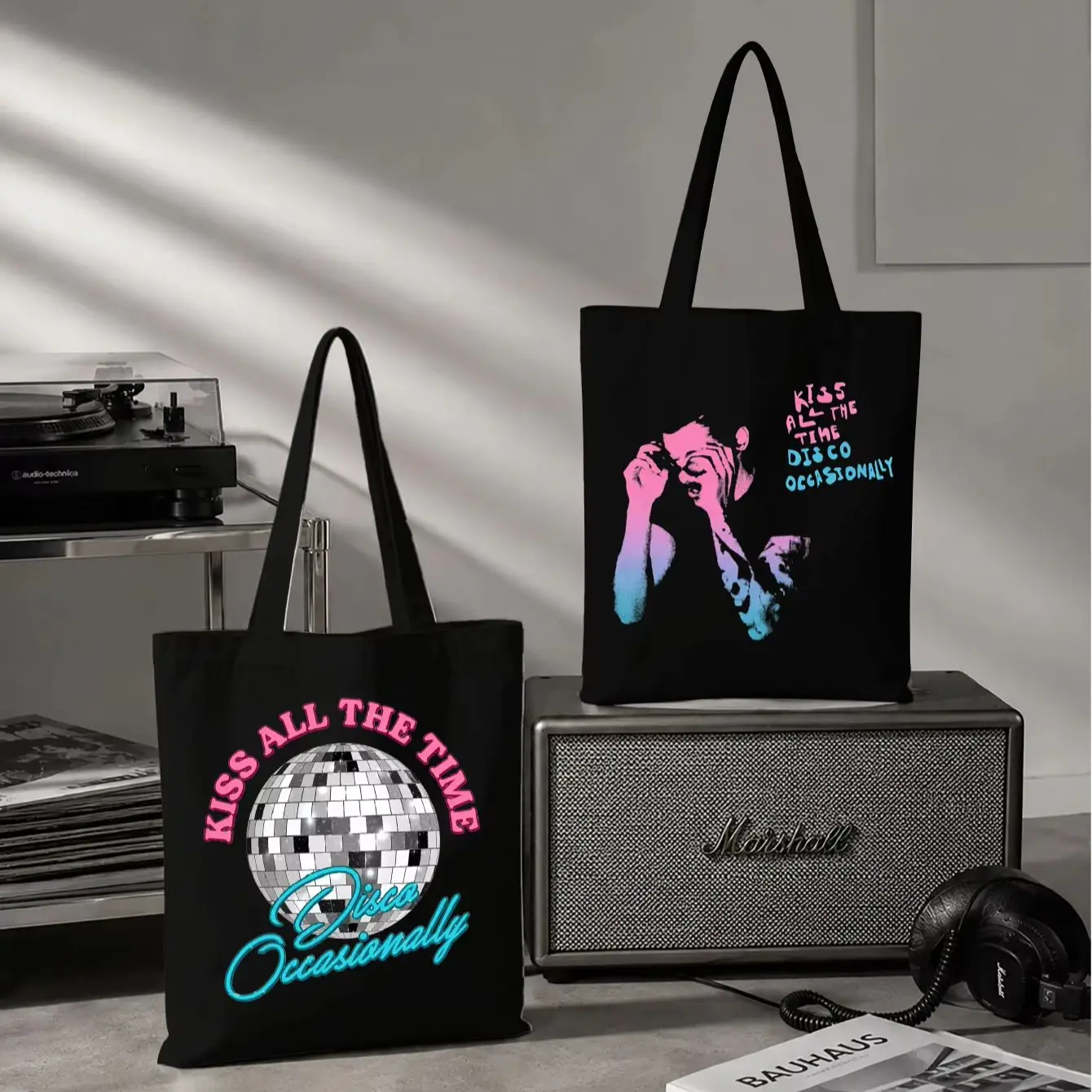 Kiss All The Time H.Arry S.Tyles Tote Bag, HS4 Disco Occasionally Fan Canvas Bag, Unisex Fan Gift, Harry Styles Tour 2026 Gift