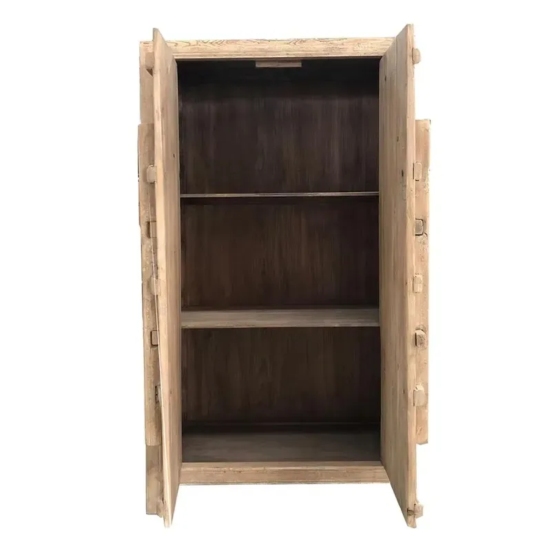 Chinese antique natural elm solid wood wardrobe
