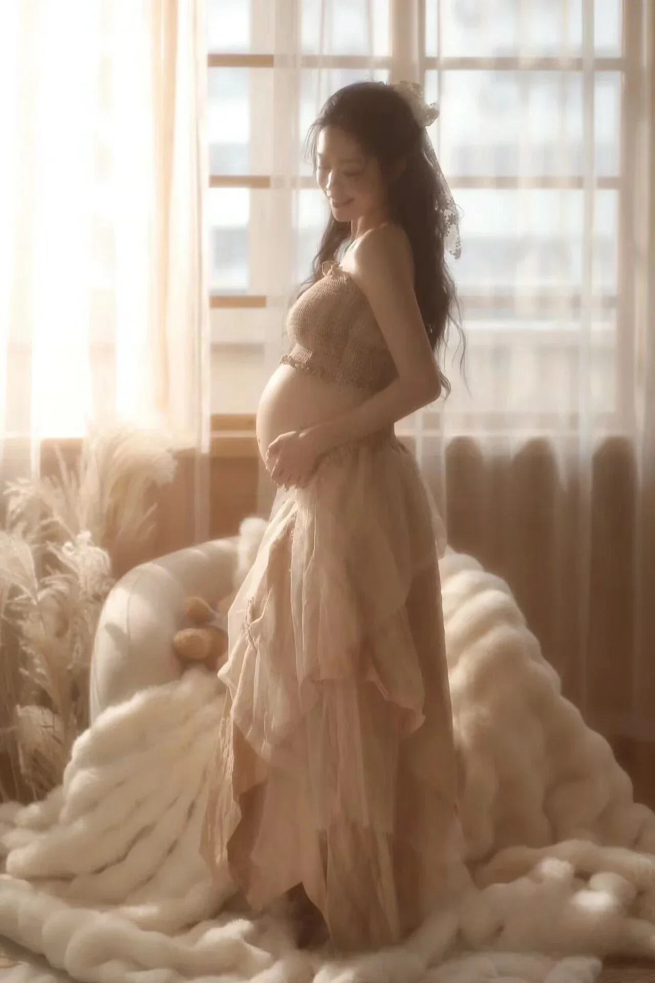 Accesorios de fotografía para mujer, vestidos de maternidad Vintage, vestido francés de diosa griega para sesión de fotos de estudio