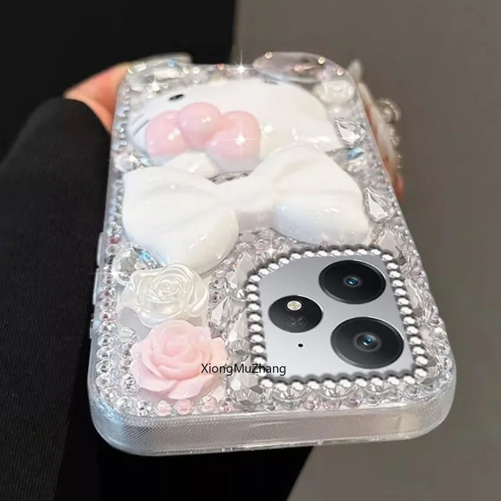 Sanrio Hello Kitty Cartoon Niedliche Hülle für OPPO Realme GT 8 Pro 7 GT Neo7 6 5 Realme 16 15 14 13 12 11 10 Diamant-Strass-Cover – Detail 5