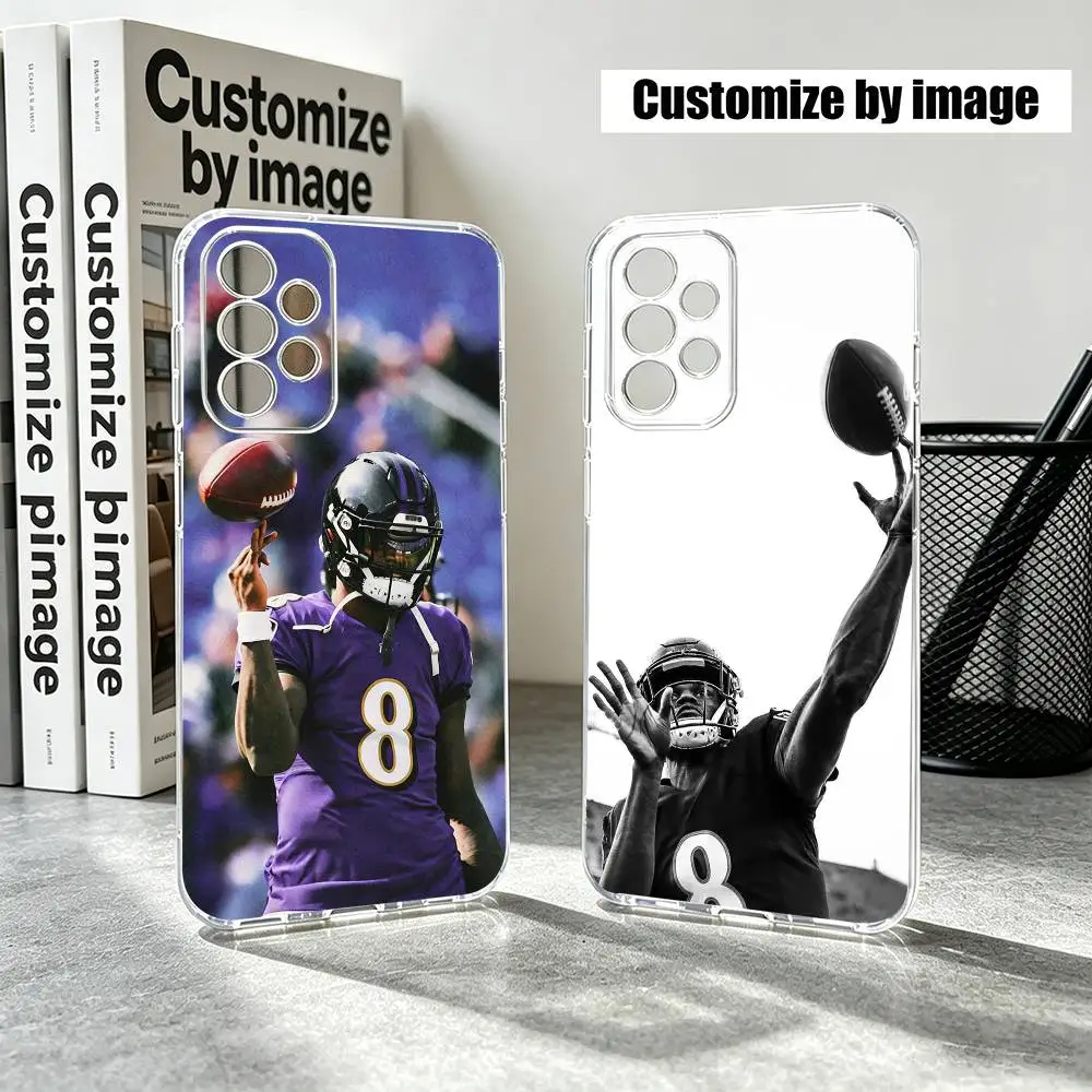 American Football 8 Lamar Jackson  Phone Case For Samsung S25,S24,S21,S22,S23,S30,Ultra,S20,Plus,Fe Transparent Cover