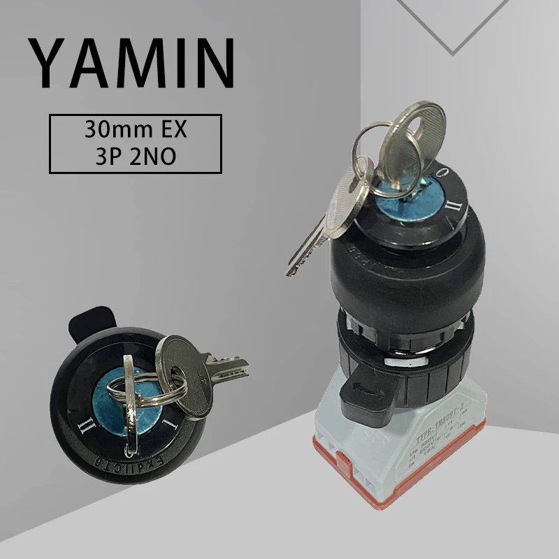 30mm EX 8097 Explosion-proof Button With Key Latching Lock Two/Three Positions 3P Rotary Control Switch 2NO IP66