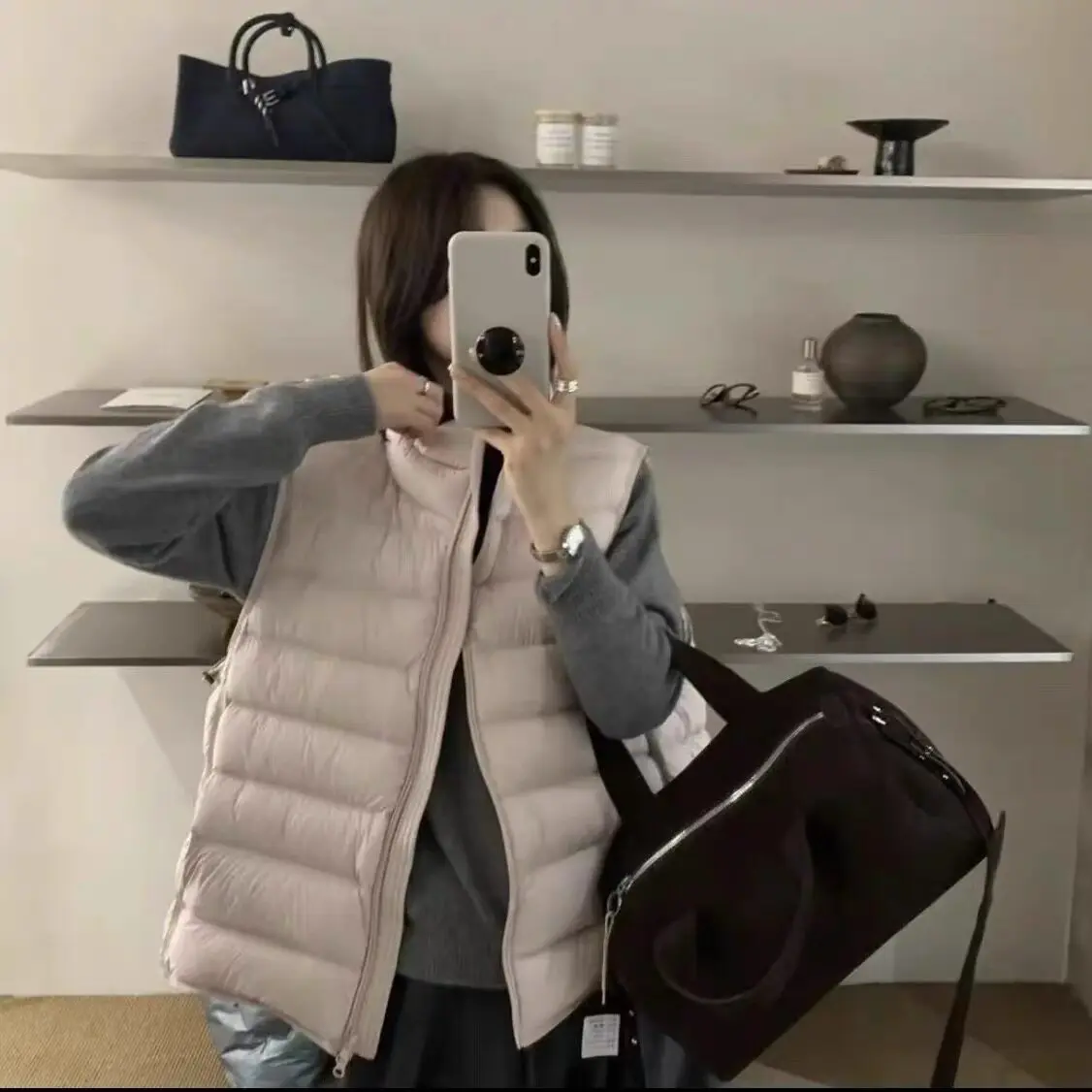 Lightweight Short Women's Vest Loose Fit Stand Collar Casual Style Korean Version Autumn Winter New Arrival Fashionable Top