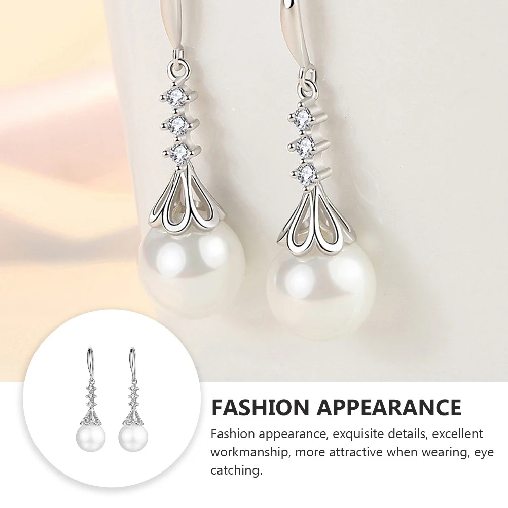 

1Pair Pearl Earrings Long Style Exquisite Ear Jewelry Perfect Birthday Gift Chic Fashion Pearl Ear Pendants Chic Earrings