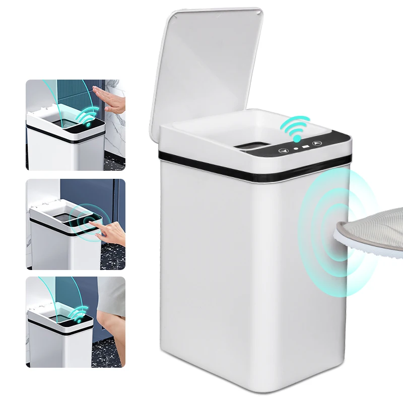 

Inductive Trash Can, Non-Touch Sensor 12 L Large Capacity Garbage Can with Lid, Waste Basket for Kitchen Home Office Bedroom