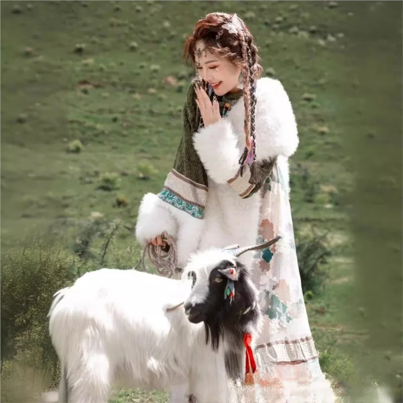 Tibetan Robe Lhasa Ethnic Style Girl Travel Photography Dance Clothing