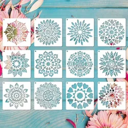 12-Piece Mandala Dotting Stencils Kit - Reusable & Washable PET Plastic Painting Templates for DIY Home Decor and Crafts