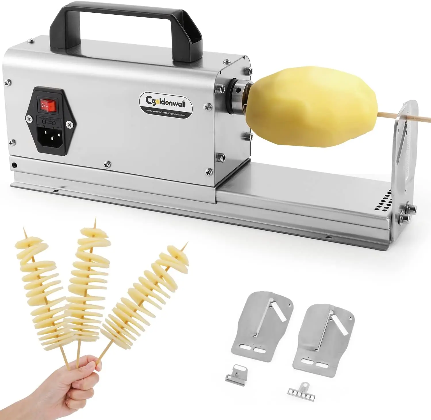 

3-in-1 Electric Spiral Potato Cutter with Stainless Steel Blades for Vegetables, Easy to Use at Home or Restaurant