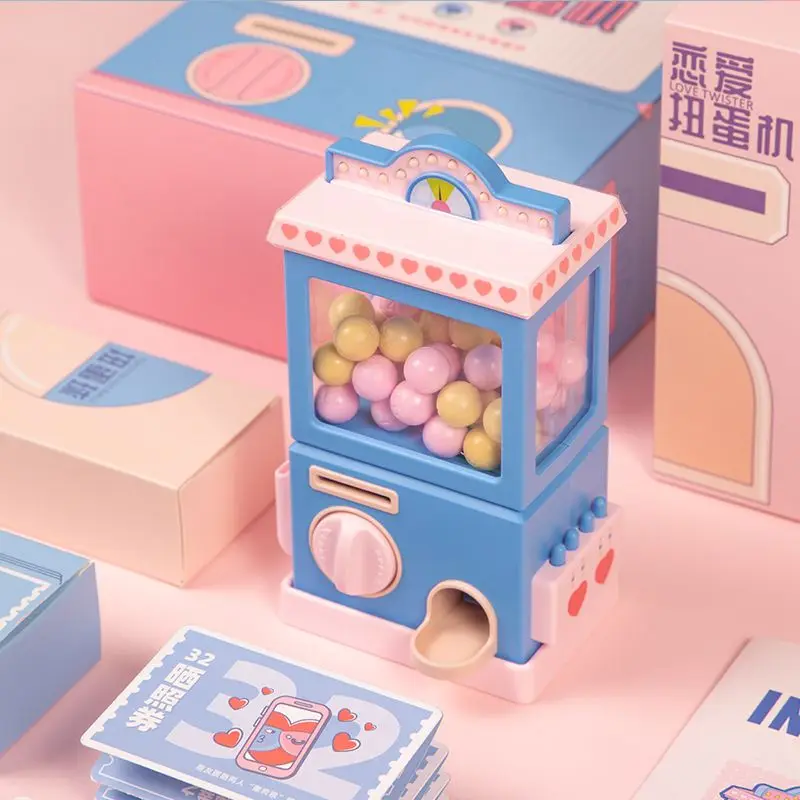 Pink Kids Self-service Gashapon Machine Money Boxes Coin-operated Candy Storage Box Piggy Bank Birthday Gift Home Accessories