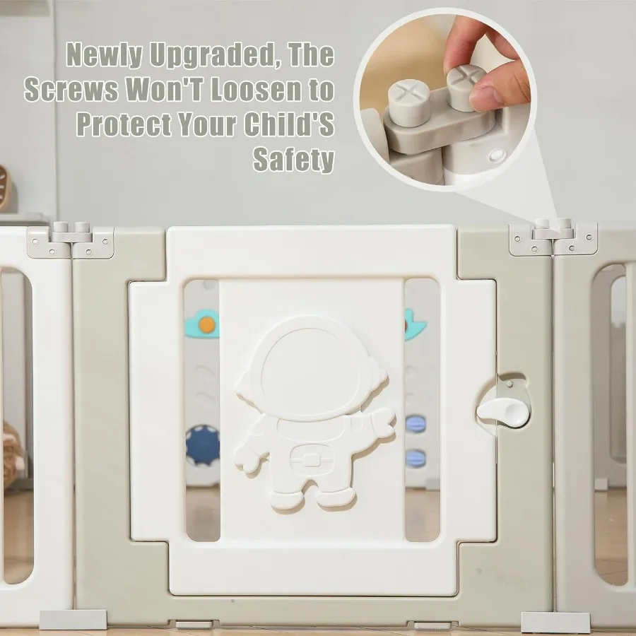 Stylo de jeu pliable pour bébé avec 22 panneaux pour nourrissons et tout-petits, parc portable extra large avec design d'astronautes idéal pour