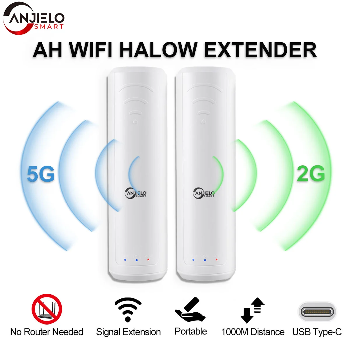 5G High Performance Stable 2.4g Dual Band  Home Office Outdoor Farm Range WIFI Halow Extender Amplifier Long Distance Portable