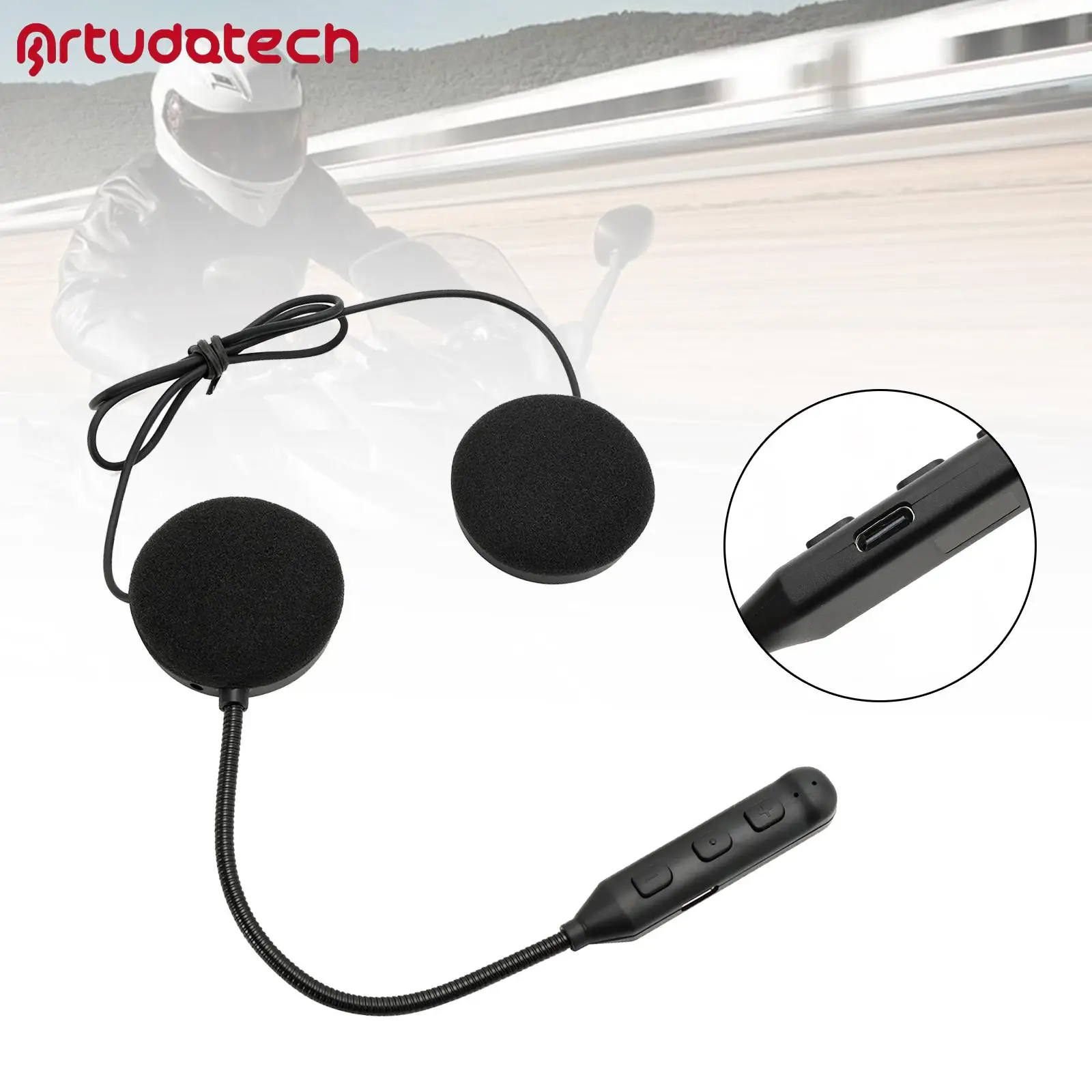 

Универсальная Bluetooth-гарнитура Artudatech для мотоциклетного шлема, черная