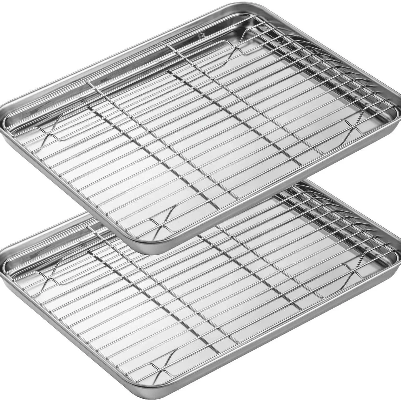 Stainless Baking Tray Drain Rack Cake Baking BBQ Pan Plate With Wire Rack Oven Brownie Tray Baking Supplies Kitchen Utensils