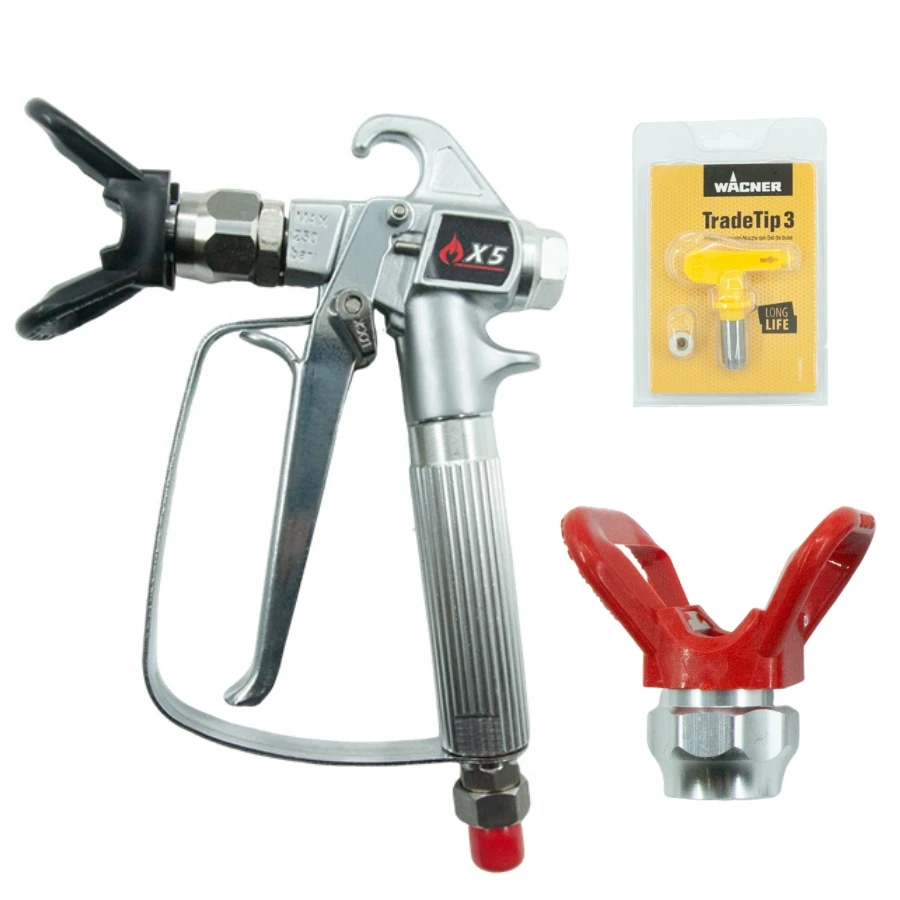 

3600 PSI Airless Paint Spray Gun with Nozzle Guard & 517 Spray Nozzle Tips High-pressure Airless Paint Sprayer Gun 4 Finger X5