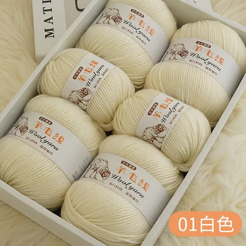 최고 품질 양모 혼방 크로셰 원사 뜨게 스웨터 스카프, 두꺼운 모직 실, 4 겹 3 개 * 100g = 300g