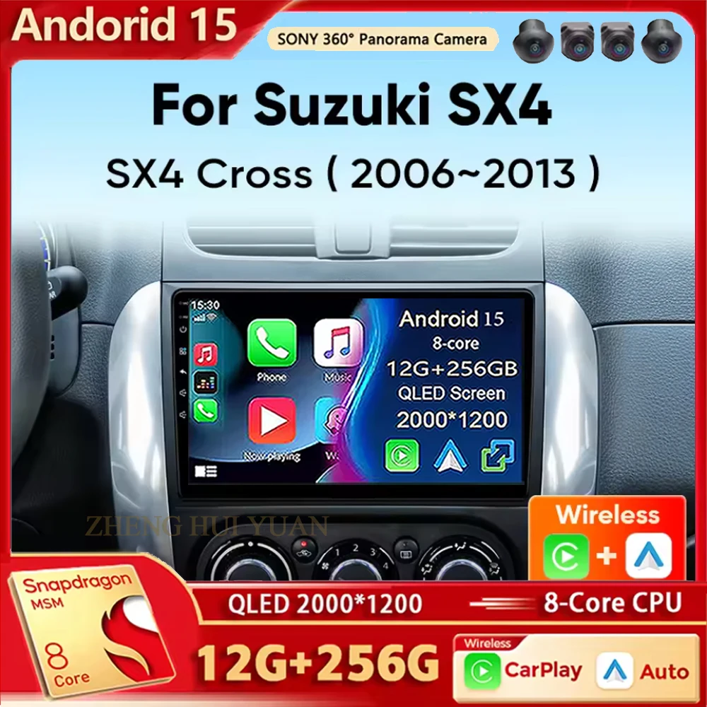 

Автомобильное радио Android 15, для Suzuki SX4 Cross 2006-2013, для Fiat Sedici Carplay, Android, авторадио, мультимедийный плеер, 4G, Wi-Fi, GPS