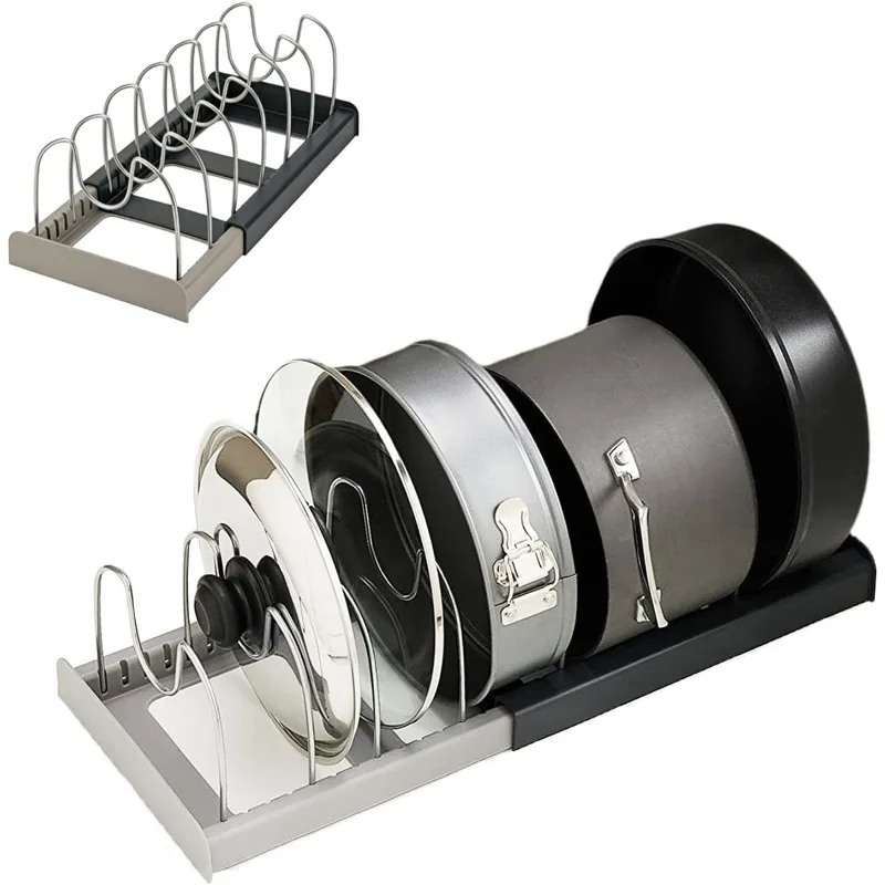 Dish Rack Kitchen Cabinet Rack 7grid Pans Organizers Expandable Stainless Steel Storage Rack Cutting Board Drying Cookware Shelf