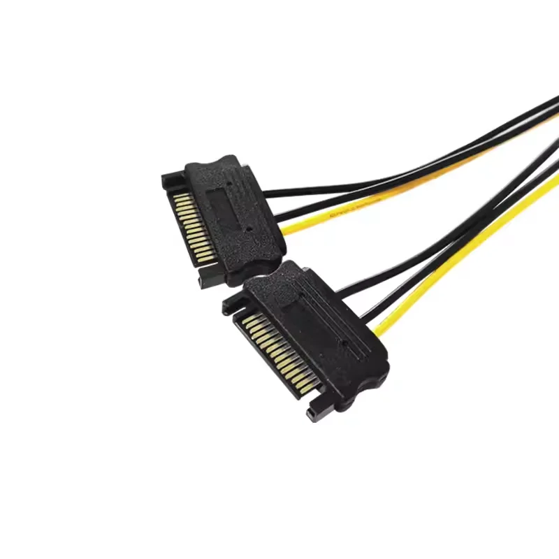 Dual 15Pin SATA Male to 6pin PCI-E PCI Express Graphics Video Display Card Dual SATA to 6pin Power Cable powered by