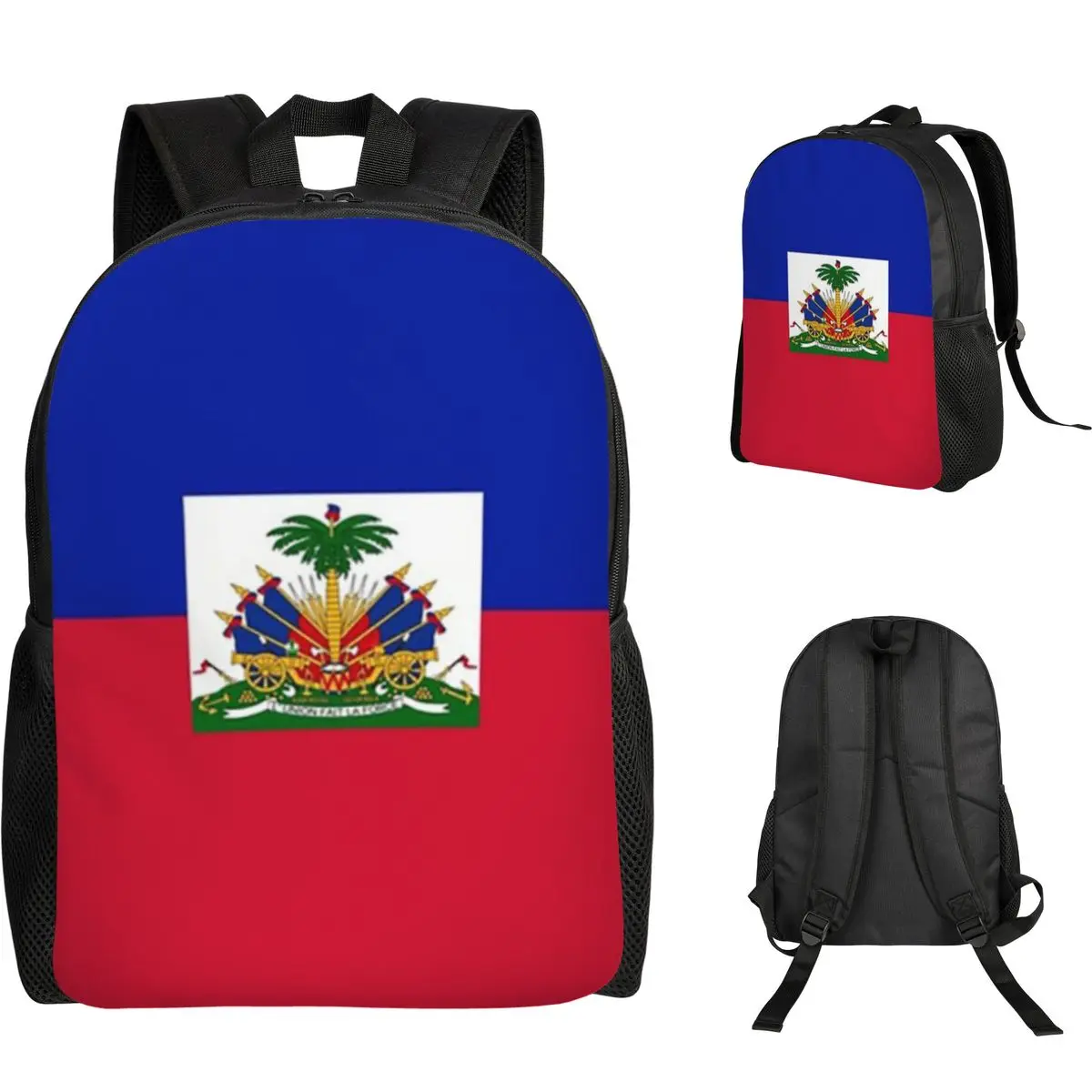 

Flag Of Haiti Haitian Backpack Student Boys Girls BookBag School Bag Laptop Shoulder Bags