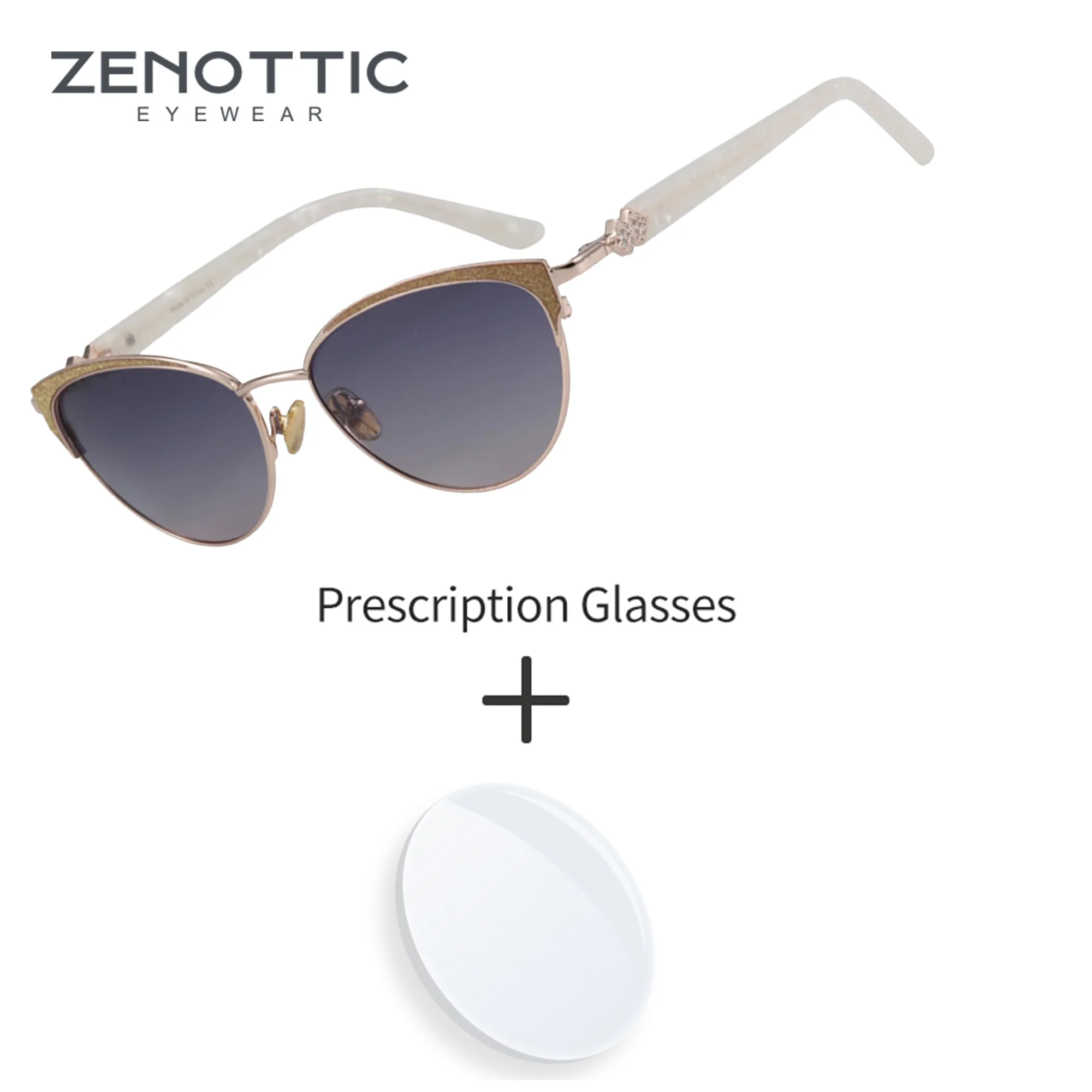 

ZENOTTIC Unisex Metal Butterfly Polarized Prescription Sunglasses UV400 Blocking Beach Holiday Casual Match Eyewear