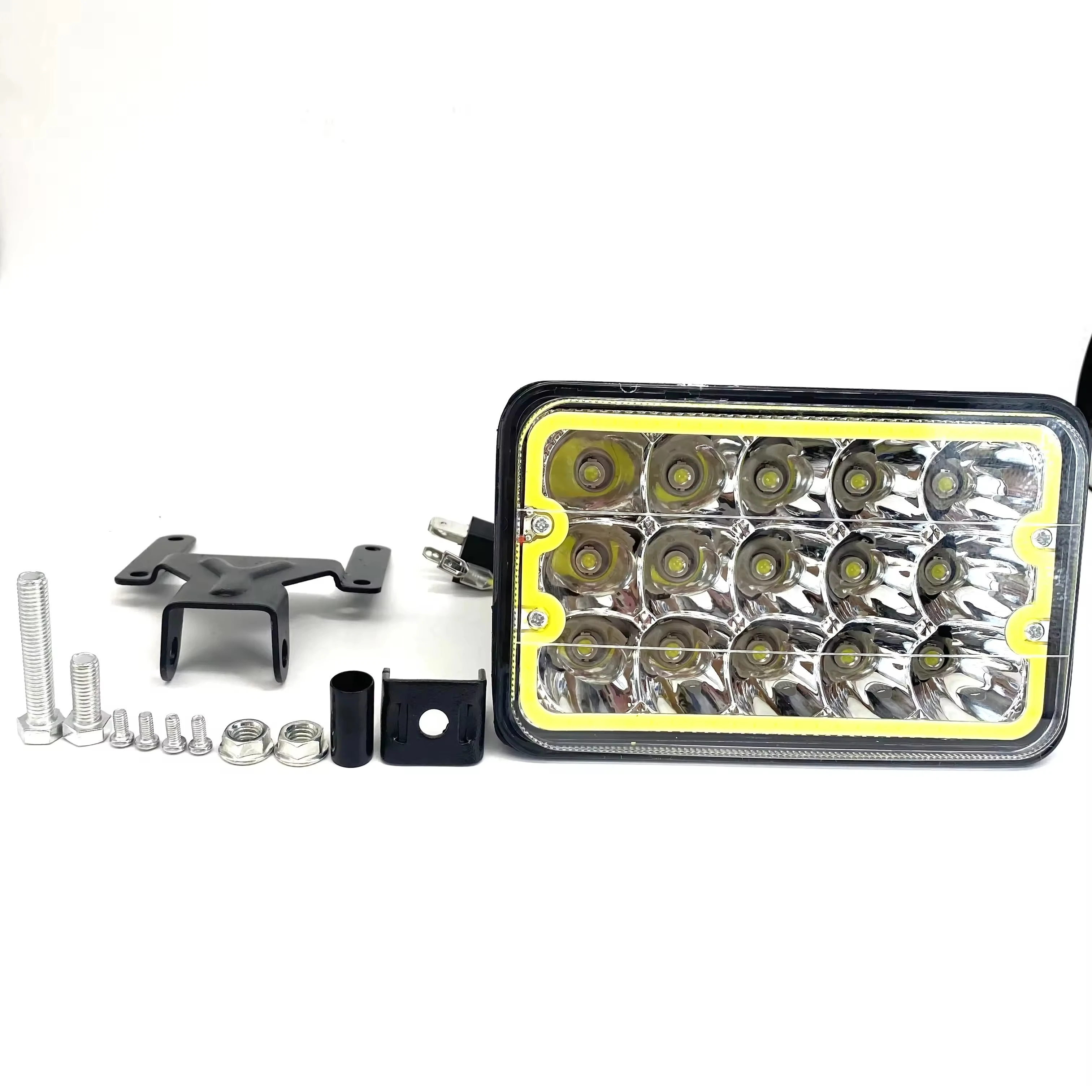 5 Inch 15LED Square LED Work Light 12V-24V Waterproof Offroad Driving Lamp for Truck SUV ATV Tractor Excavator