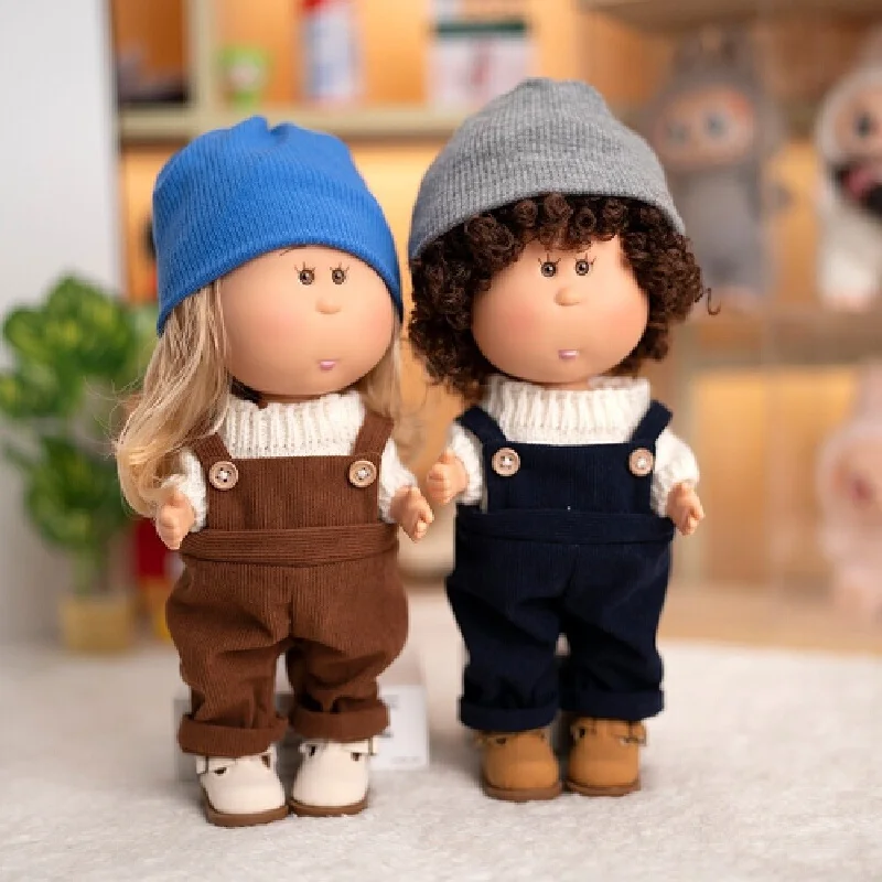 for 24cm Mia Spanish Potato Doll Clothes Overalls Set Striped Pajamas Knitted Hat Shoes Dress Up Outfits Replacement Accessory