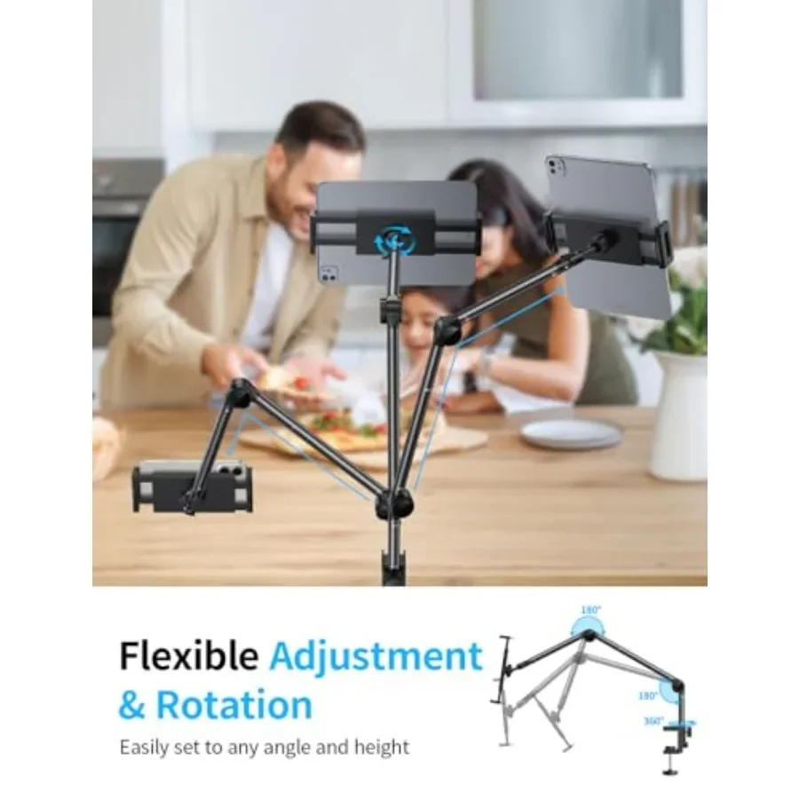 OMOTON タブレットスタンド デスク用 調整可能な電話ホルダー ベッド用 1アーム付き 4.7～11インチ iPad Pro Air Mini Kindle対応