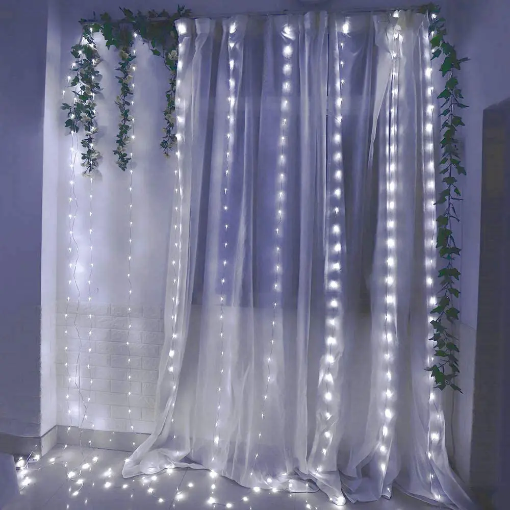 Pop Remote LED String Lights Curtain USB Battery Fairy Light Garland Wedding Party Christmas for Window Home Outdoor Decoration