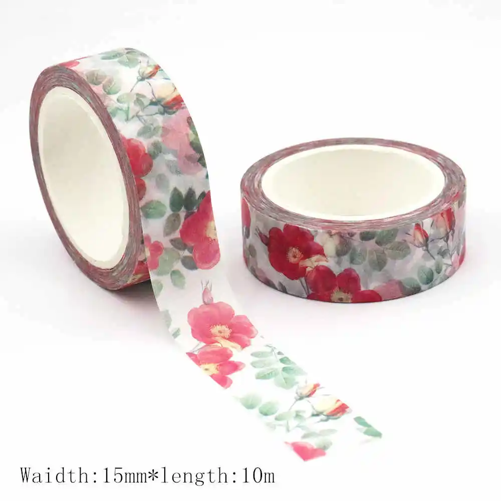 10PCS/lot 15mm*10m Vintage Floral Washi Tape DIY Scrapbooking Paper Photo Album Adhesive Stationery Masking Tape stickers