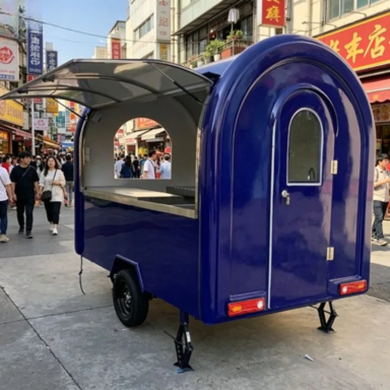 

New Stainless Steel Mobile Food Truck with Full Kitchen Snack Factory Coffee Truck Trailer Hot Dog Cart