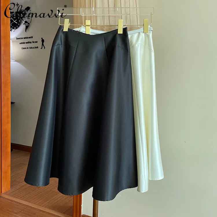 2025 vêtements d'été nouvelle mode taille haute coupe ajustée jupe bouffante tempérament fête femmes jupes moyennes et longues pour les femmes