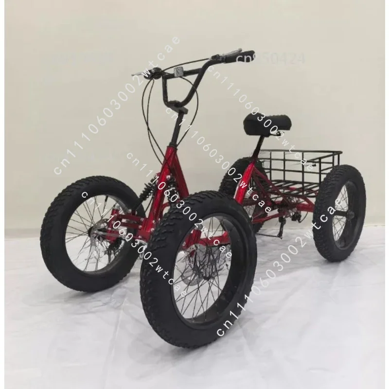 

20inch cargo bike fat tire 4 wheel bicycle pedal four wheeler can be used as cargo for city travel with storage basket bicicleta