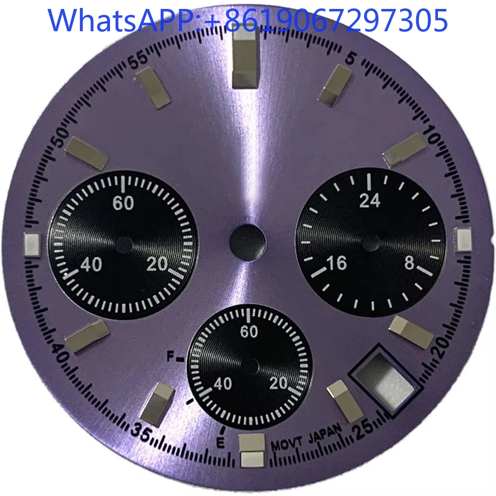 단일 마커 3 눈 빈티지 시계 다이얼 VK63 석영 운동 모드 부품에 적합 Creative Sunburst Matte Green Lume