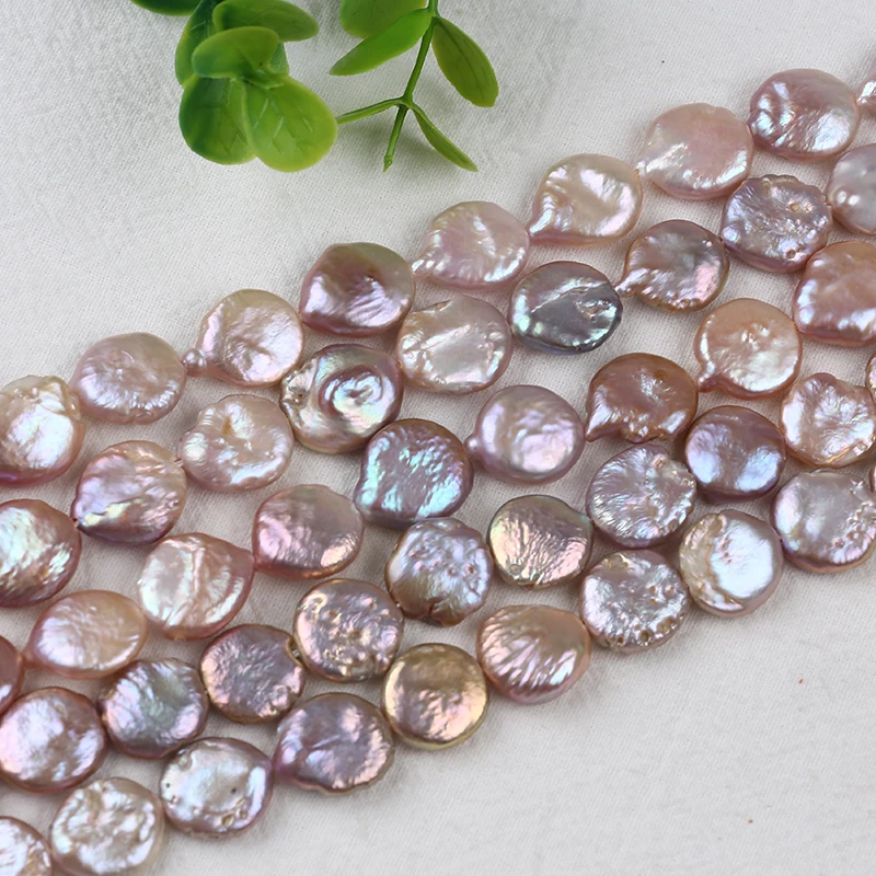 13-14mm Coin Shape Freshwater Pearl Strand 20cm Wholesale For Jewelry Making