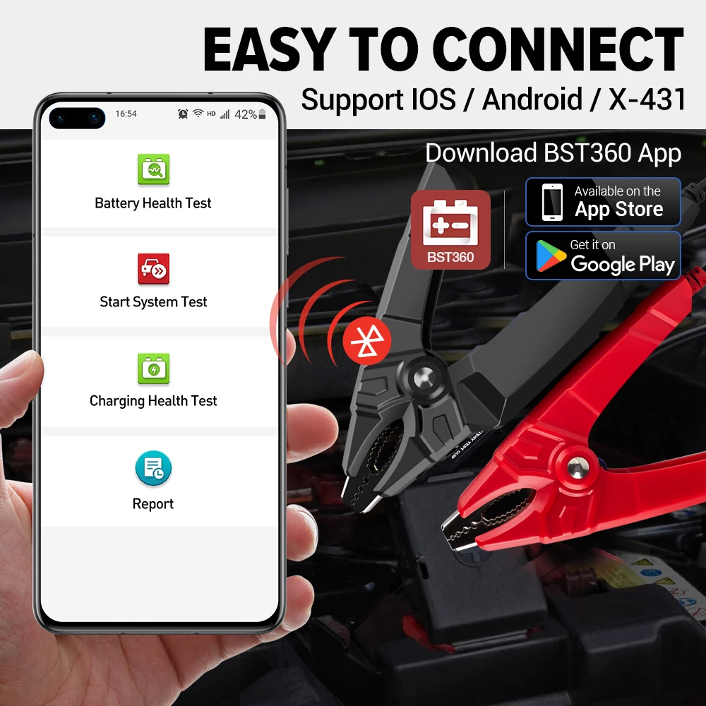 LAUNCH BST360 Bluetooth 6V/12V 2000CCA  Auto Battery Tester Cranking Charging Scanner for X431 CRP919E BT PRO ELITE PRO V5.0