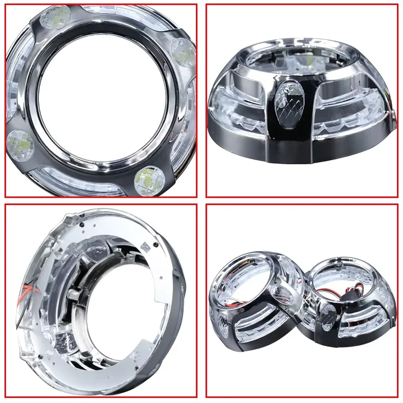 2pcs 3 Inch Led Modified Angel Eye Dual Light Lens Headlight For Pamela Round Decorative Cover Car Moto Accessories Retrofit DIY