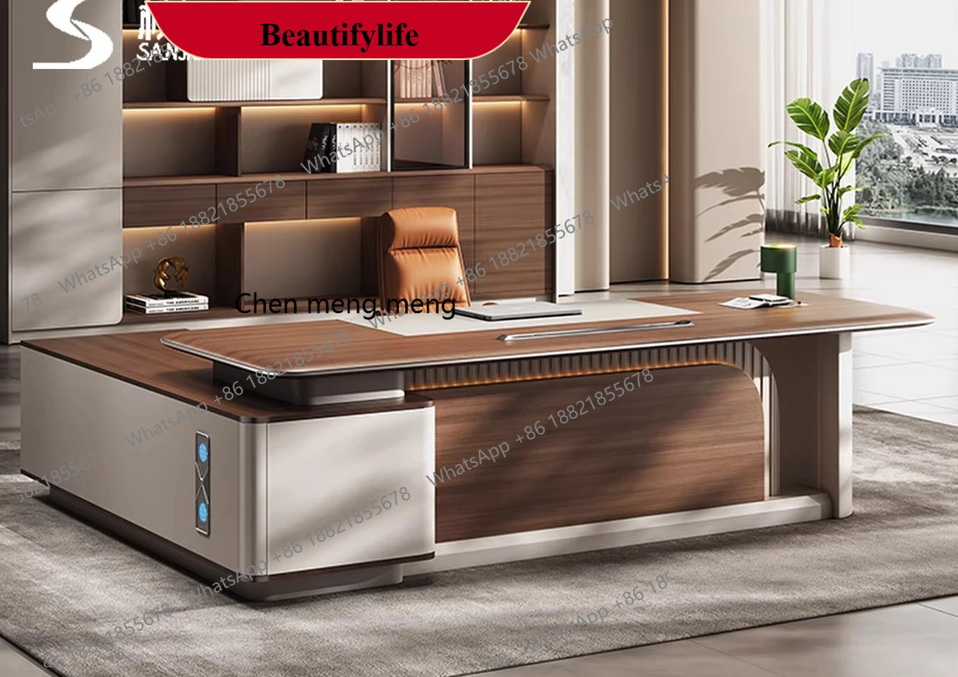 

d178 Light luxury high-end president, big class desk, chairperson's office desk and chair combination, modern office furniture