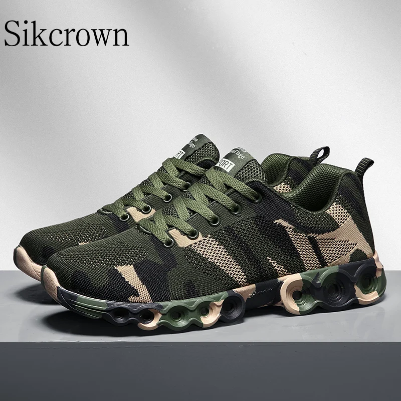 

Camouflage Man Women Shoes Size 35-44 Flying Weaving Sports Breathable Vulcanize Shoes Non-slip Sole Outdoor Shoes for Men Train