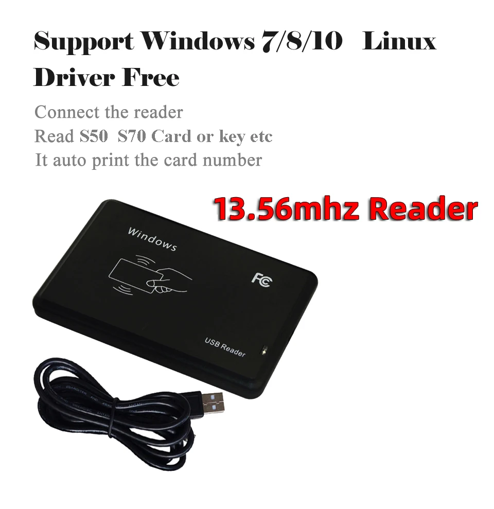 5YOA 125KHz 13.56MHz RFID Reader USB Proximity Sensor Smart Card Reader no drive issuing device USB for Access Control